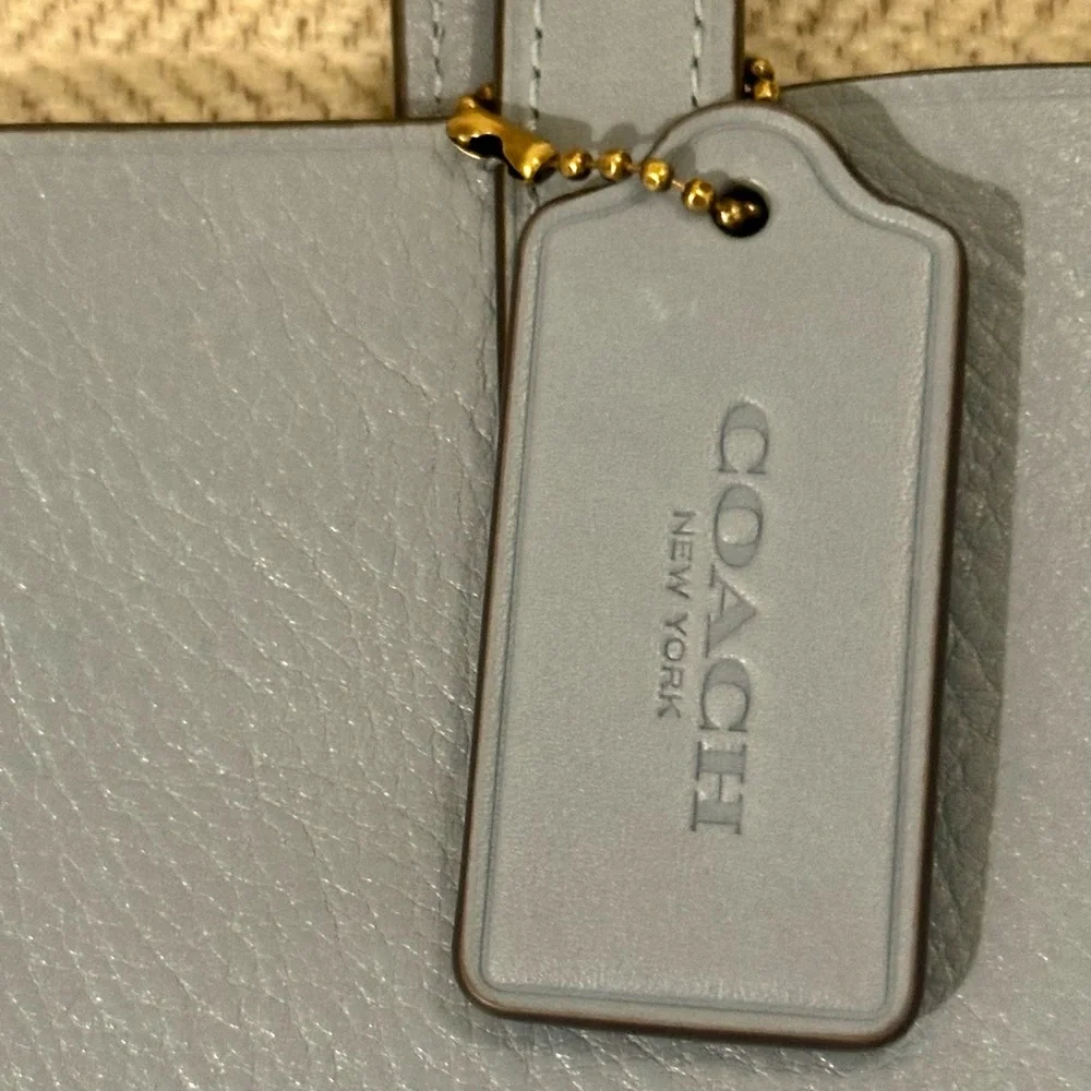 NWOT Coach Dusty Blue Leather Tote - Picture 2 of 12